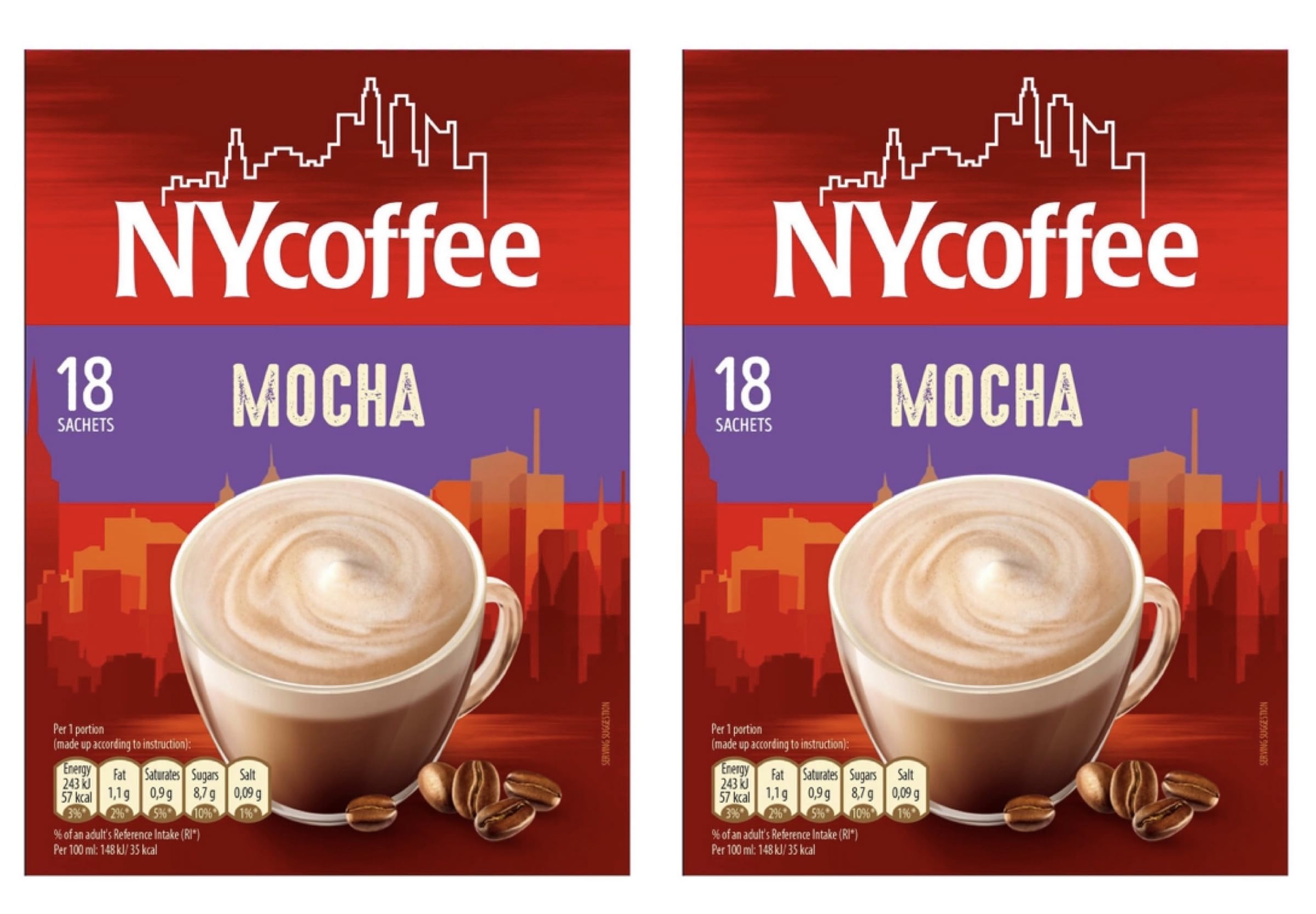 3XS Retail Limited NY Coffee Latte Mocha Flavour 18 x 14g sachets